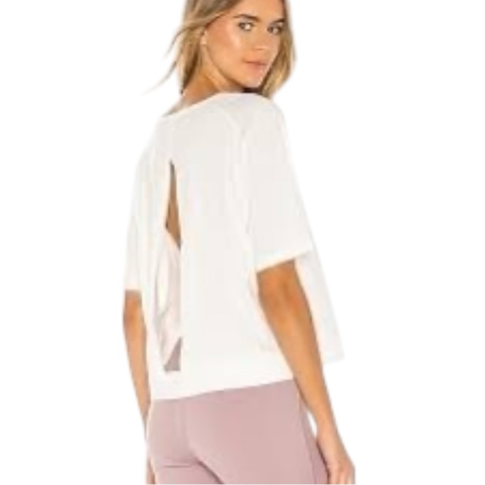 Varley White V-Neck Open Back Short Sleeve Tee